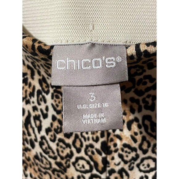 Chico's Cream Brown Black Leopard Pattern Slim Cropped Pant - Picture 4 of 5